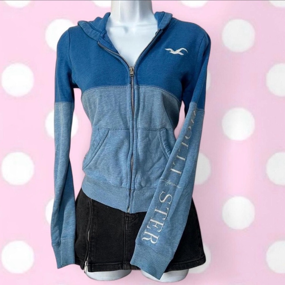 Hollister Vintage Two-Tone Blue Zip-Up Hoodie